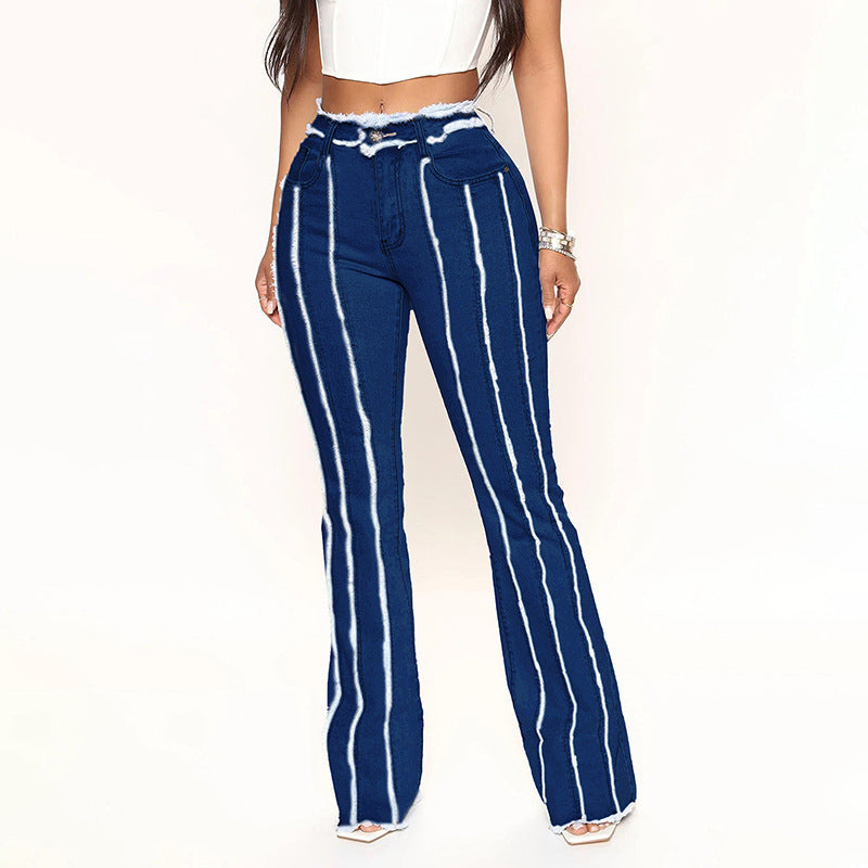 Raw Hem Jeans Women's Plus Size Washed Fringe