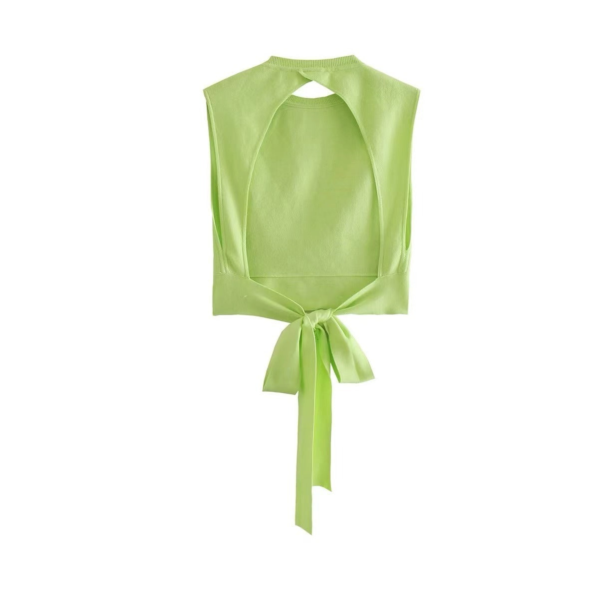 Sleeveless Vest Cropped Round Neck Bottoming Top Bow