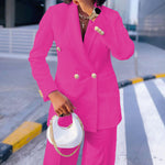 Lady Temperament Casual Small Suit Wide Leg Pants Suit