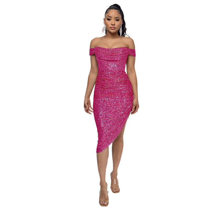 Women's Summer Off-shoulder French Waist Dress